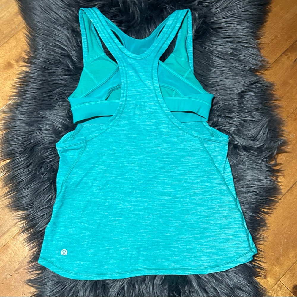 Lululemon Glide and Stride Tank Heathered Viridian Green Viridian Green Sz6 - Picture 5 of 7